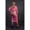 Ouch! Glow Bustier et Robe Filet Épaules dénudées Rose Fluo